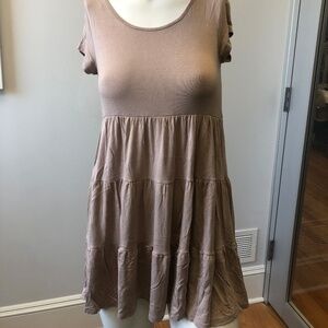 FOREVER 21 Ruffle Tan Dress